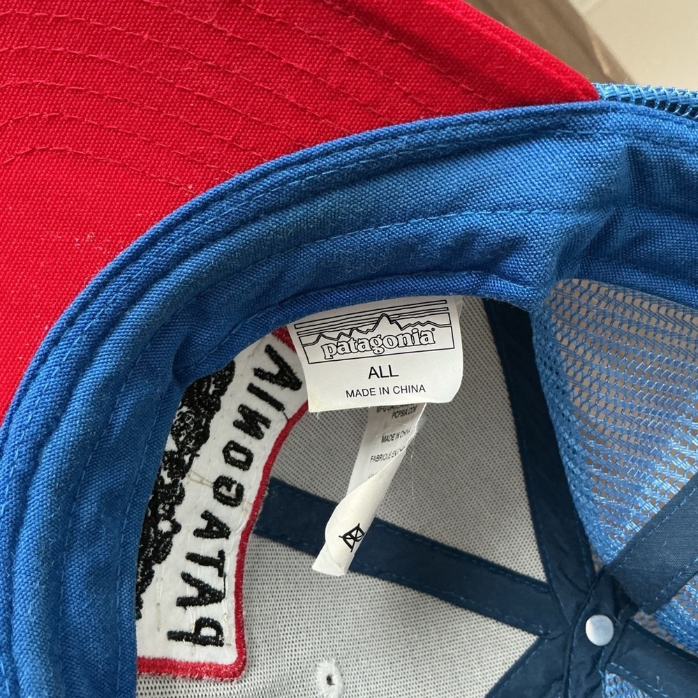 Patagonia Climb A Mountain Red and Blue Trucker Hat - Picture 7 of 7